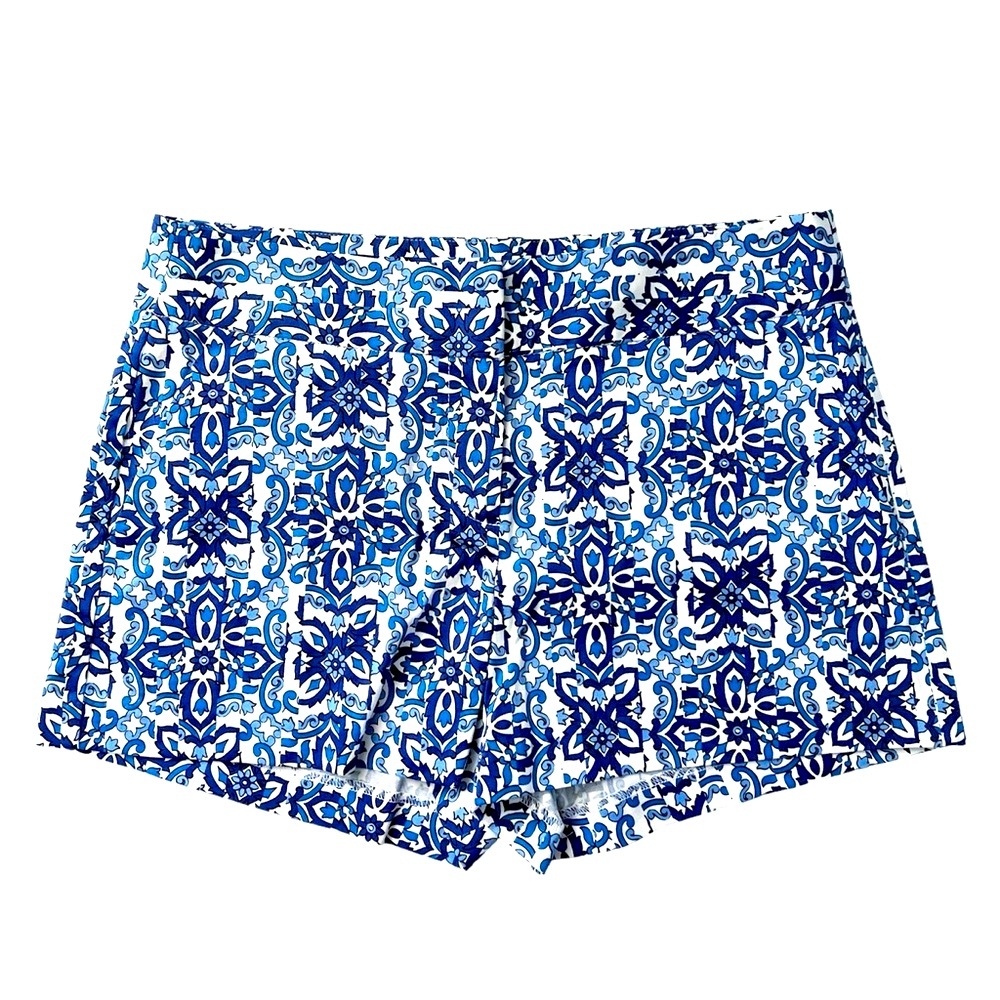 Milly x Design Nation Blue White Mid Rise Preppy  Cotton Stretch Shorts Size 10